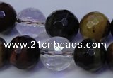 CTE1133 15 inches 10mm faceted round mixed tiger eye & white crystal beads