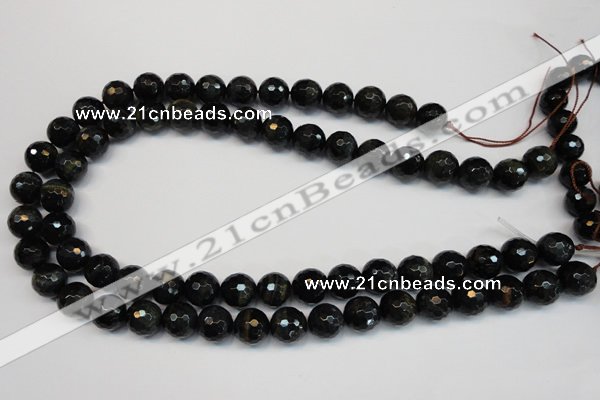 CTE1190 15.5 inches 14mm faceted round blue tiger eye beads