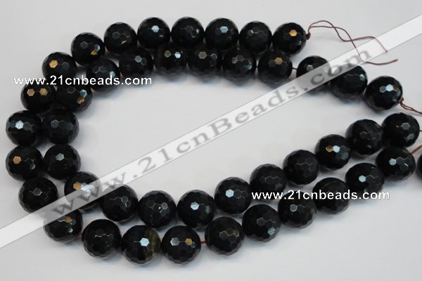 CTE1191 15.5 inches 16mm faceted round blue tiger eye beads