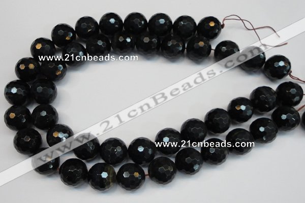 CTE1192 15.5 inches 18mm faceted round blue tiger eye beads