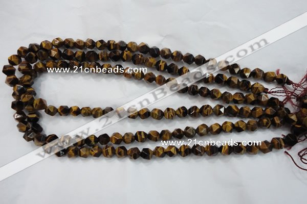 CTE1201 15 inches 8mm faceted nuggets yellow tiger eye beads