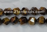 CTE1202 15 inches 10mm faceted nuggets yellow tiger eye beads