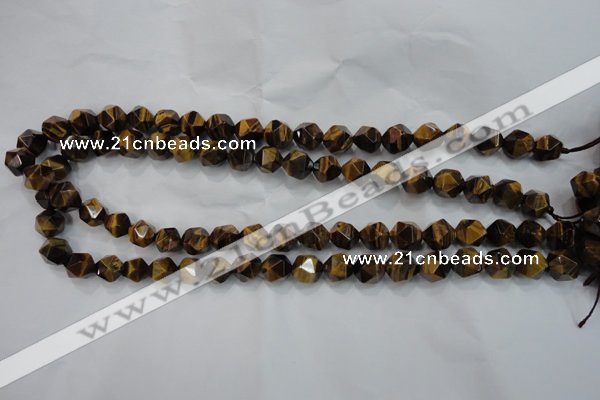 CTE1202 15 inches 10mm faceted nuggets yellow tiger eye beads