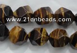 CTE1204 15 inches 14mm faceted nuggets yellow tiger eye beads