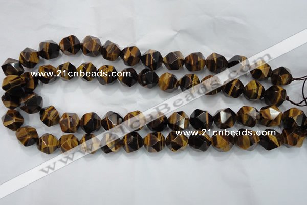 CTE1204 15 inches 14mm faceted nuggets yellow tiger eye beads