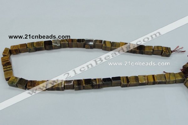 CTE121 15.5 inches 10*10mm cube yellow tiger eye beads wholesale