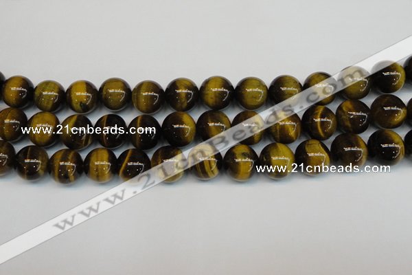 CTE1222 15.5 inches 14mm round AB+ grade yellow tiger eye beads