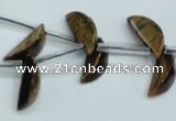 CTE124 6*17mm top-drilled moon yellow tiger eye beads wholesale