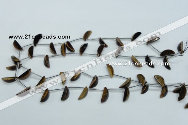 CTE124 6*17mm top-drilled moon yellow tiger eye beads wholesale