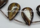 CTE125 16*26mm top-drilled flat teardrop yellow tiger eye beads wholesale