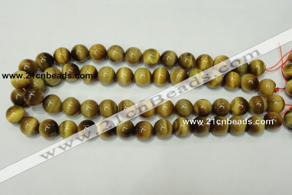 CTE131 15.5 inches 14mm round yellow tiger eye gemstone beads