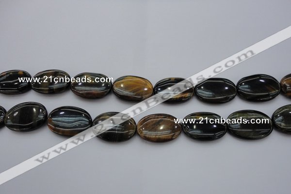 CTE1364 15.5 inches 15*20mm oval yellow & blue tiger eye beads