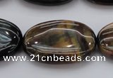 CTE1367 15.5 inches 25*35mm oval yellow & blue tiger eye beads