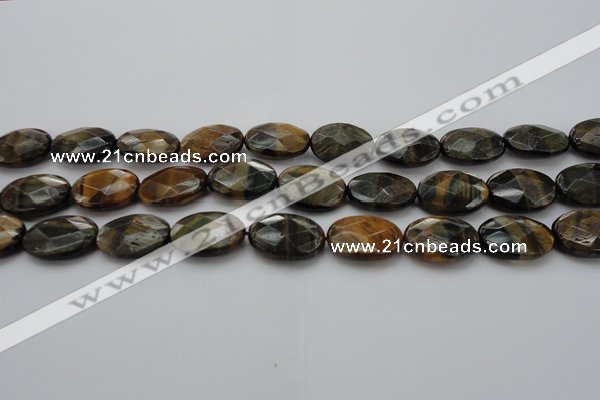 CTE1372 15.5 inches 15*20mm faceted oval yellow & blue tiger eye beads