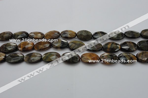 CTE1373 15.5 inches 18*25mm faceted oval yellow & blue tiger eye beads