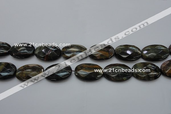 CTE1375 15.5 inches 25*35mm faceted oval yellow & blue tiger eye beads