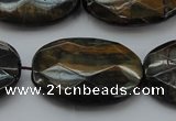 CTE1376 15.5 inches 30*40mm faceted oval yellow & blue tiger eye beads