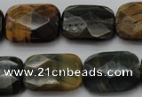 CTE1388 15.5 inches 15*20mm faceted rectangle yellow & blue tiger eye beads