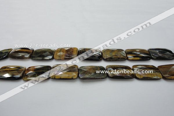 CTE1390 15.5 inches 22*30mm faceted rectangle yellow & blue tiger eye beads