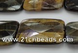 CTE1391 15.5 inches 25*35mm faceted rectangle yellow & blue tiger eye beads