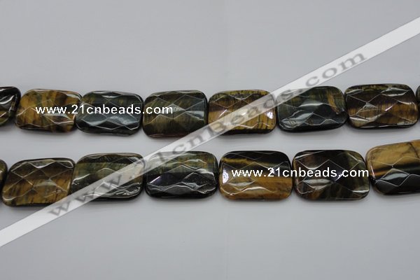 CTE1392 15.5 inches 30*40mm faceted rectangle yellow & blue tiger eye beads