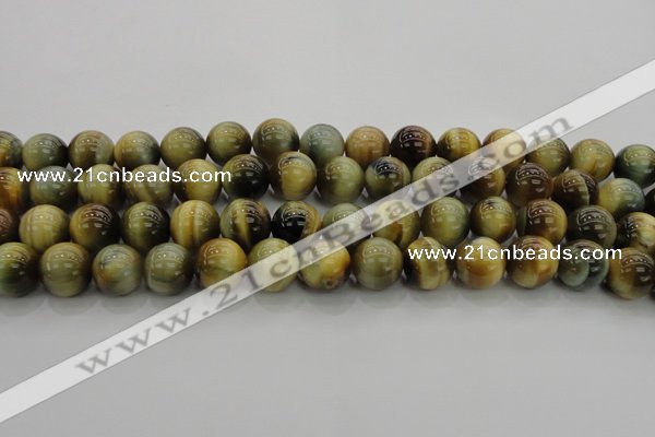 CTE1445 15.5 inches 14mm round golden & blue tiger eye beads