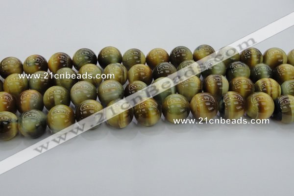 CTE1447 15.5 inches 18mm round golden & blue tiger eye beads