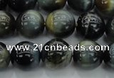 CTE1451 15.5 inches 6mm round golden & blue tiger eye beads