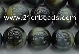 CTE1452 15.5 inches 8mm round golden & blue tiger eye beads