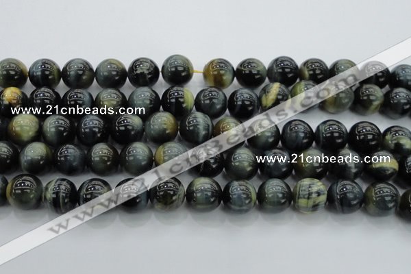 CTE1454 15.5 inches 12mm round golden & blue tiger eye beads