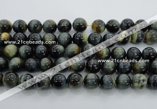CTE1457 15.5 inches 18mm round golden & blue tiger eye beads