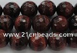 CTE1463 15.5 inches 10mm faceted round red tiger eye beads