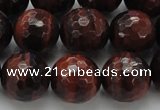 CTE1466 15.5 inches 16mm faceted round red tiger eye beads