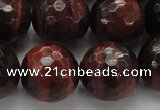 CTE1468 15.5 inches 20mm faceted round red tiger eye beads