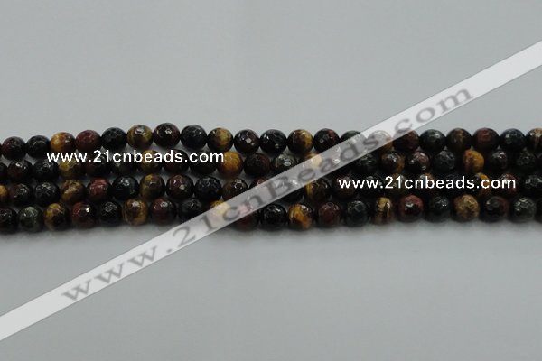 CTE1472 15.5 inches 8mm faceted round mixed tiger eye beads