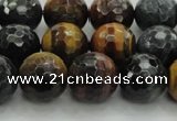 CTE1474 15.5 inches 12mm faceted round mixed tiger eye beads