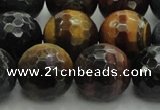 CTE1478 15.5 inches 20mm faceted round mixed tiger eye beads