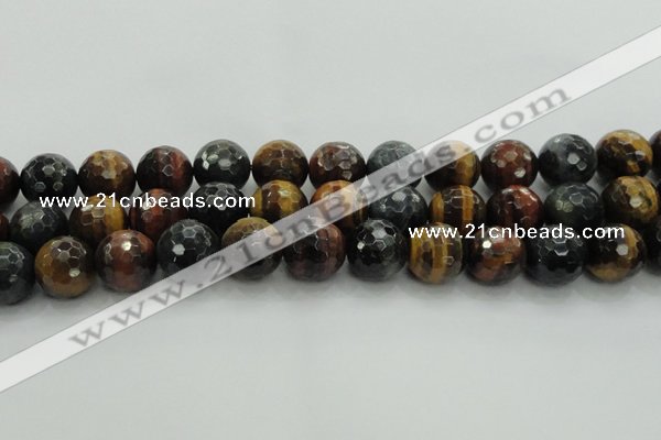 CTE1478 15.5 inches 20mm faceted round mixed tiger eye beads