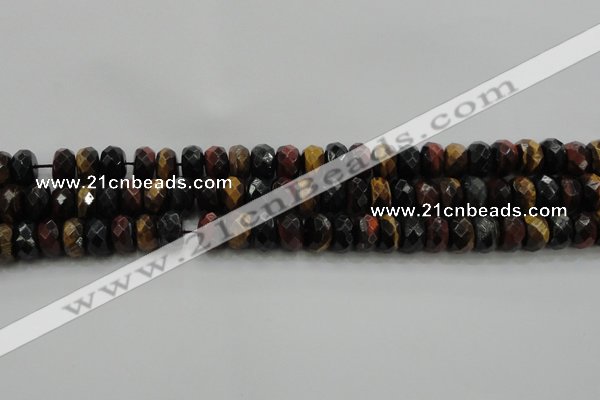 CTE1483 15.5 inches 7*12mm faceted rondelle mixed tiger eye beads