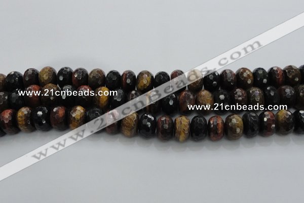 CTE1485 15.5 inches 10*16mm faceted rondelle mixed tiger eye beads