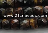 CTE1488 15.5 inches 9*12mm faceted tyre mixed tiger eye beads