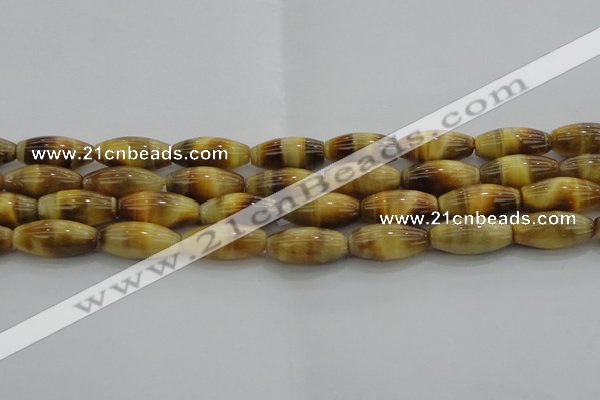 CTE1522 15.5 inches 8*18mm rice golden tiger eye beads wholesale