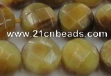 CTE1540 15.5 inches 18mm faceted coin golden tiger eye beads