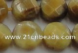 CTE1541 15.5 inches 20mm faceted coin golden tiger eye beads