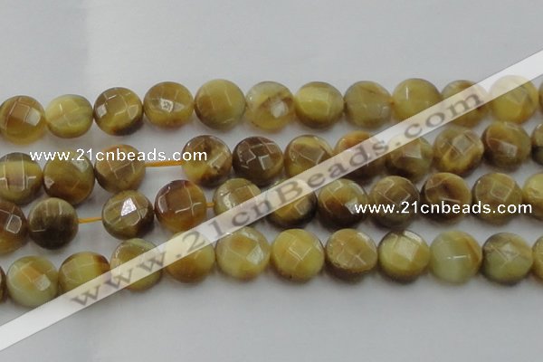 CTE1541 15.5 inches 20mm faceted coin golden tiger eye beads