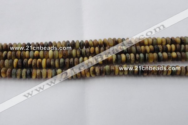 CTE1545 15.5 inches 4*6mm rondelle golden & blue tiger eye beads