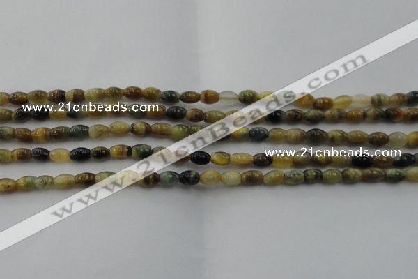 CTE1550 15.5 inches 4*6mm rice golden & blue tiger eye beads wholesale