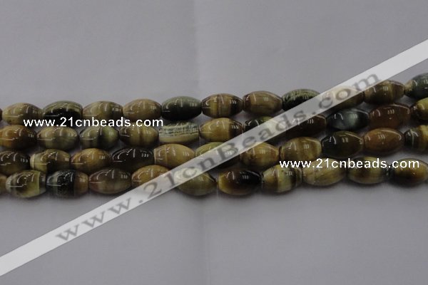 CTE1554 15.5 inches 10*14mm rice golden & blue tiger eye beads wholesale