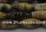 CTE1559 15.5 inches 8*18mm rice golden & blue tiger eye beads wholesale