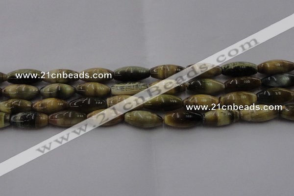 CTE1559 15.5 inches 8*18mm rice golden & blue tiger eye beads wholesale